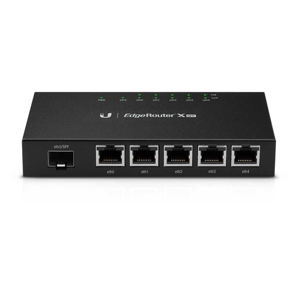 Ubiquiti ER-X-SFP Switch 5 Puertos PoE 50W 1 Puerto SFP Ubiquiti ER-X-SFP Switch 5 Puertos PoE 50W 1 Puerto SFP